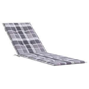 vidaXL Almofad&atilde;o cadeira de terra&ccedil;o (75+105)x50x4 cm xadrez cinzento
