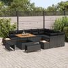 vidaXL Conjunto de Sof&aacute; de Jardim 12 pcs Preto vime PE