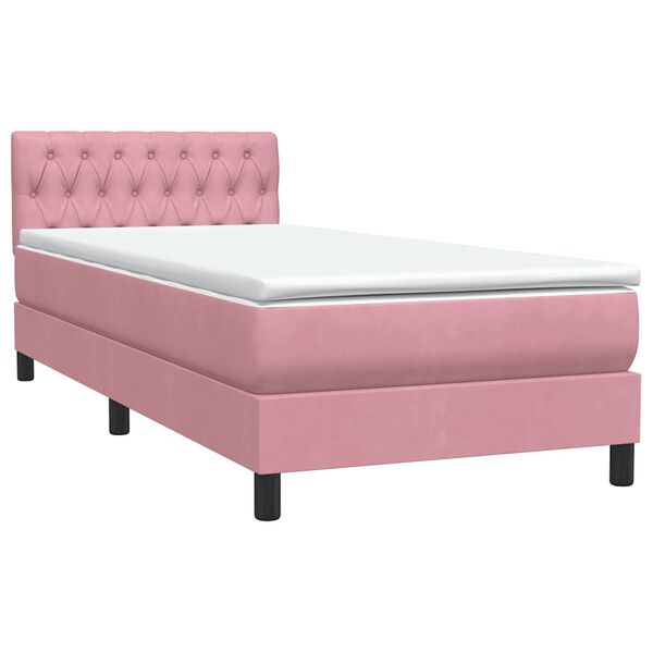vidaXL Cama com molas/colch&atilde;o 100x210 cm veludo rosa