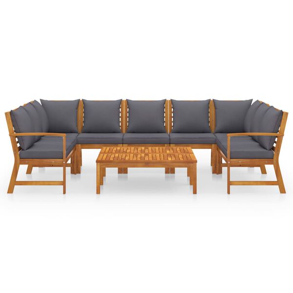 vidaXL 9 pcs conjunto lounge de jardim c/ almofad&otilde;es ac&aacute;cia maci&ccedil;a