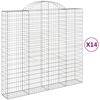 vidaXL Cestos gabi&atilde;o arqueados 14 pcs 200x50x180/200 ferro galvanizado