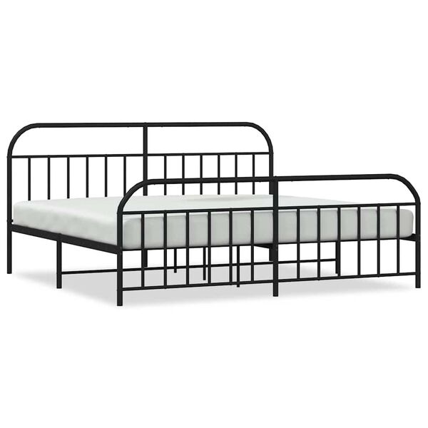 vidaXL Estrutura de cama com cabeceira e p&eacute;s 200x200 cm metal preto