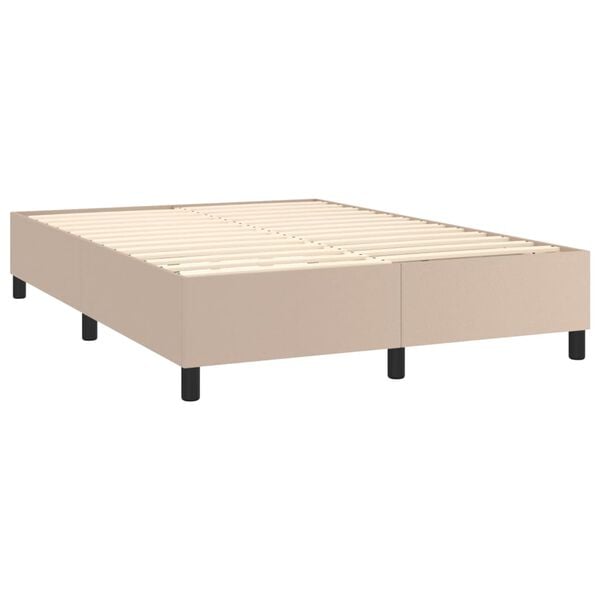 vidaXL Cama com molas/colch&atilde;o 140x190 cm couro artificial cappuccino