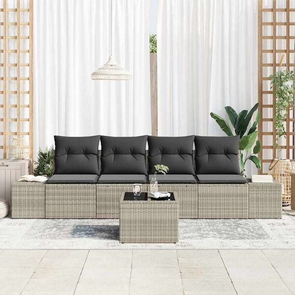 vidaXL Conjunto de Sof&aacute; de Jardim 5 pcs Cinza Claro e Cinza Escuro