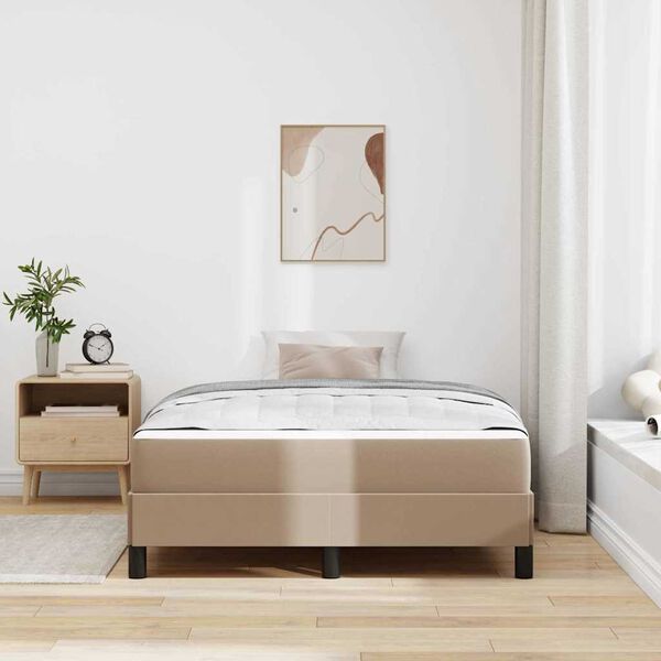 vidaXL Estrutura da Cama com colch&atilde;o Cappuccino 120 x 190 cm tecido