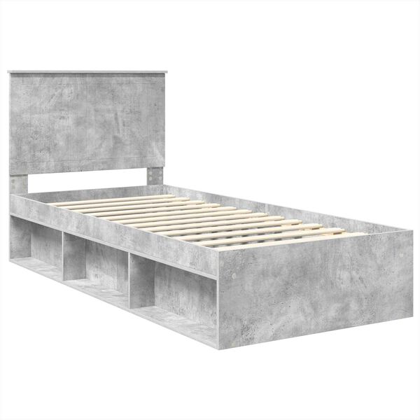 vidaXL Estrutura da Cama com cabeceira Cinza Concreto 90 x 190 cm