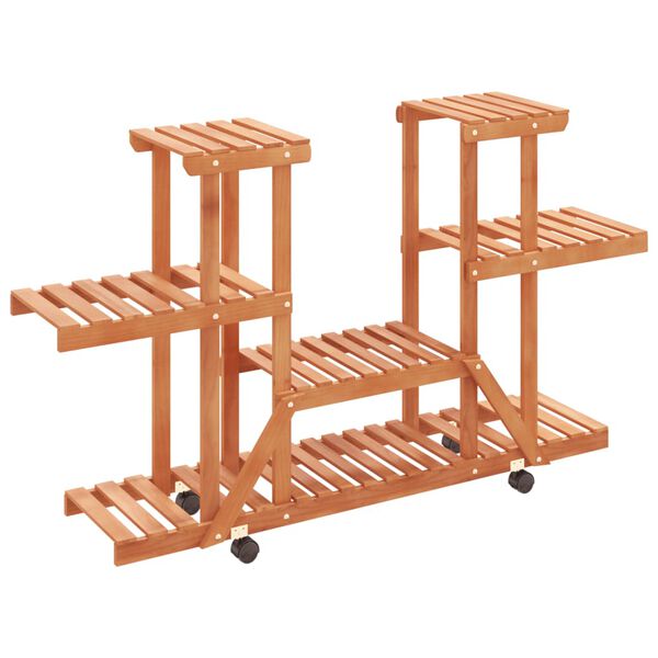 vidaXL Suporte de plantas com rodas 110x25x78 cm abeto maciço