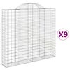 vidaXL Cestos gabi&atilde;o arqueados 9pcs 200x30x180/200cm ferro galvanizado