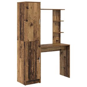 vidaXL Mesa com prateleira com armazenamento 2 unid. Madeira antiga