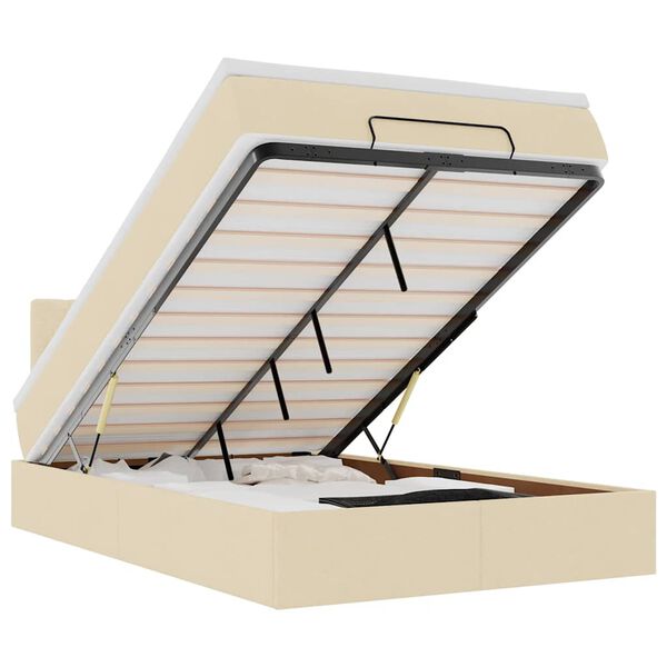 vidaXL Cama Otomana com colch&atilde;o & LEDs 120x190cm tecido creme