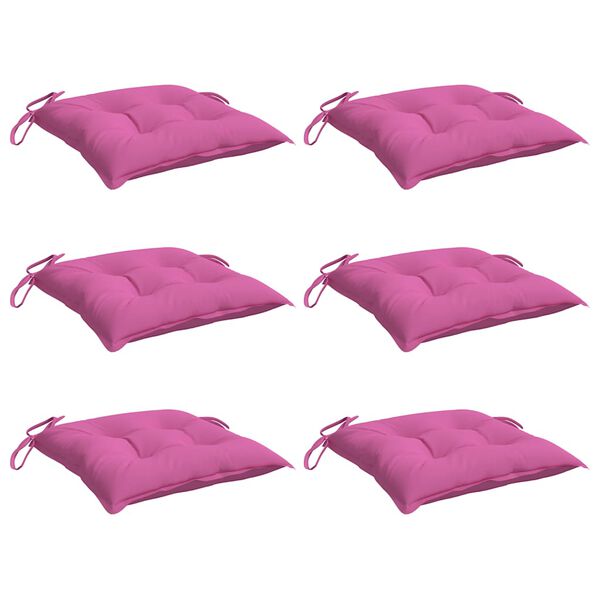 vidaXL Almofadões para cadeira 6 pcs 40x40x7 cm tecido rosa