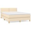 vidaXL Cama com molas/colch&atilde;o 140x200 cm tecido cor creme