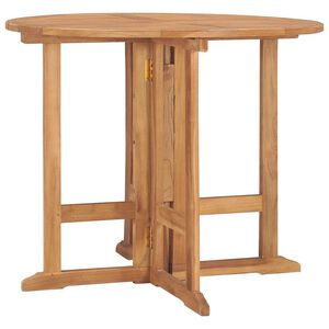 vidaXL Mesa de jantar para jardim dobr&aacute;vel &Oslash;90x75 cm teca maci&ccedil;a