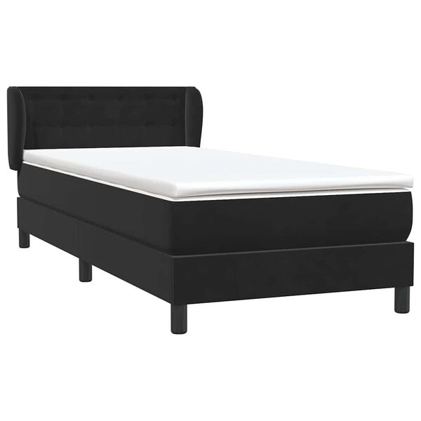 vidaXL Cama com molas/colch&atilde;o 100x220 cm veludo preto