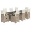 vidaXL 9 pcs conjunto de bistr&ocirc; para jardim c/ almofad&otilde;es vime PE bege