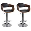 vidaXL Bancos de bar 2 pcs madeira curvada e couro artificial preto