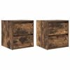 vidaXL Mesas de cabeceira de parede 2 pcs 38x34x40 cm carvalho fumado