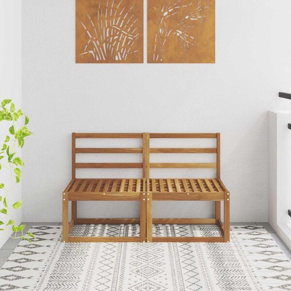 vidaXL 2 Pe&ccedil;a Sof&aacute; M&eacute;dio Externo Madeira S&oacute;lida de Ac&aacute;cia Natural