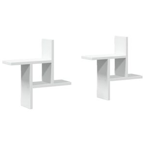 vidaXL Prateleiras de parede 2 pcs 38x12x38cm derivados madeira branco