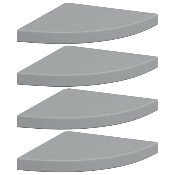 vidaXL Prateleiras de canto suspensas 4 pcs 35x35x3,8 cm MDF cinza