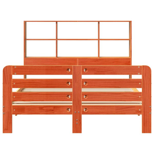 vidaXL Cama sem colch&atilde;o 135x190 cm madeira pinho maci&ccedil;a castanho-mel