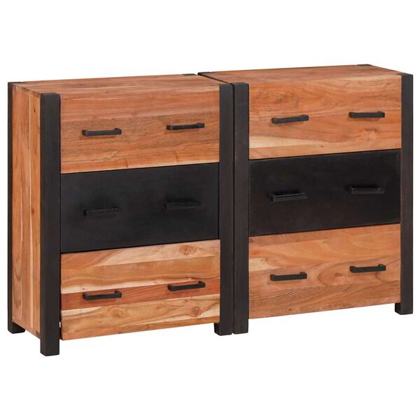 vidaXL Buffet 3 pcs Castanho 110 x 30 x 75 cm Madeira de acácia maciça