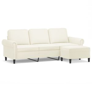 vidaXL Sof&aacute; de 3 lugares com apoio de p&eacute;s 180 cm veludo cor creme