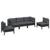 vidaXL 5 pcs conjunto lounge de jardim c/ almofad&otilde;es pinho maci&ccedil;o