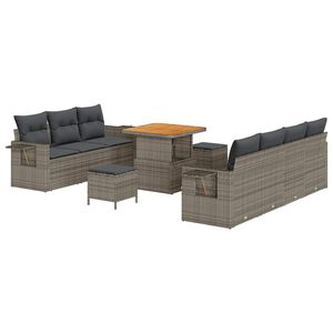 vidaXL Conjunto de Sof&aacute; de Jardim com almofada Manual 10 pcs Cinzeto