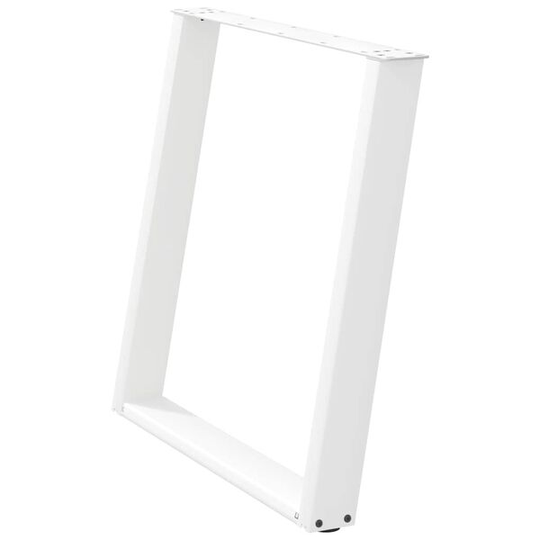vidaXL P&eacute;s de mesa de jantar em forma de U, 2 pe&ccedil;as, branco, 70 x (72-73) cm, a&ccedil;o