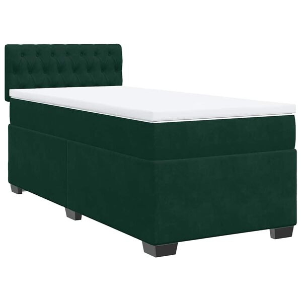 vidaXL Cama com molas/colch&atilde;o 90x190 cm veludo verde-escuro