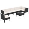 vidaXL 8 pcs conjunto lounge de jardim c/ almofad&otilde;es vime PE preto