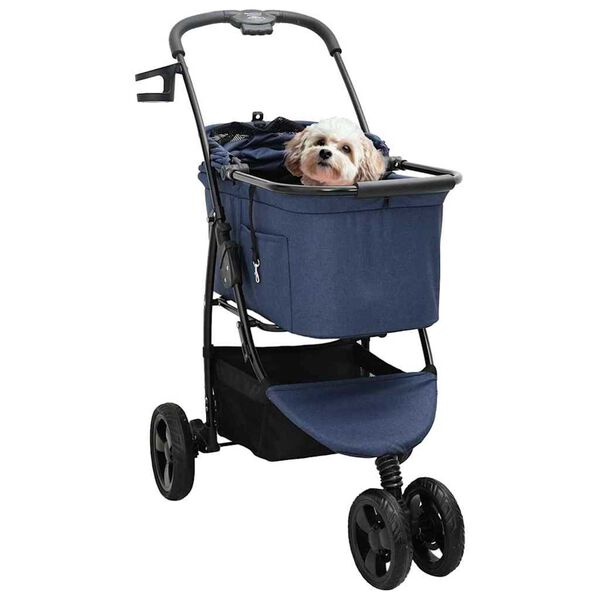 vidaXL Carrinho de Pet Dobrável Ajustável Azul 78 x 54 x 101 cm