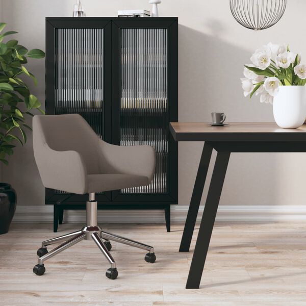 vidaXL Cadeira de jantar girat&oacute;ria tecido cinzento-acastanhado