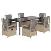 vidaXL 7 pcs conjunto de jantar p/ jardim com almofad&otilde;es vime PE bege