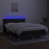 vidaXL Cama box spring c/ colch&atilde;o e LED 140x190 cm tecido preto