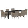 vidaXL Conjunto de Jantar para Jardim 7 pcs Cinzeto vime PE