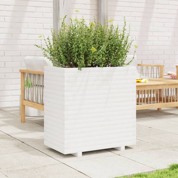 vidaXL Vaso/floreira de jardim 70x40x72 cm pinho maci&ccedil;o branco
