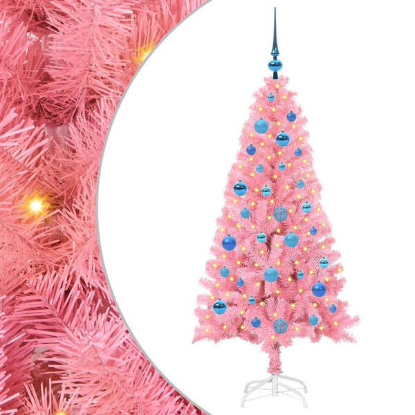 vidaXL &Aacute;rvore de Natal com 150 LEDs com suporte Rosa 150 cm PVC