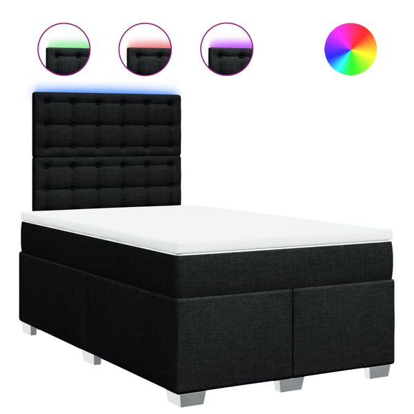 vidaXL Cama boxspring com colch&atilde;o 120x190 cm tecido preto