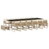 vidaXL 17 pcs conjunto de jantar p/ jardim c/ almofad&otilde;es vime PE bege