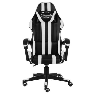 vidaXL Cadeira estilo corrida couro artificial preto e branco