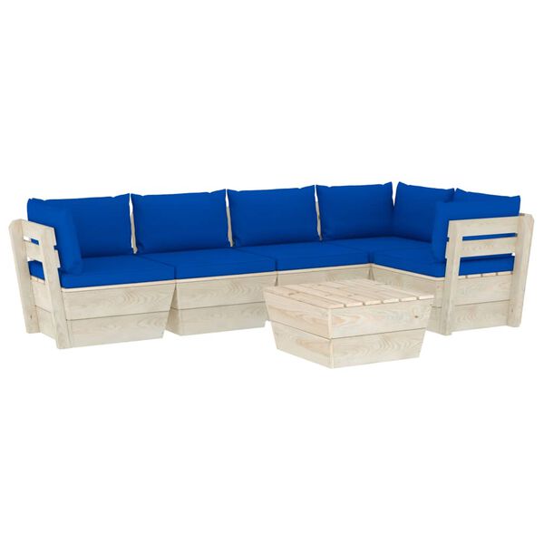 vidaXL 6 pcs conjunto lounge de paletes + almofad&otilde;es madeira de abeto