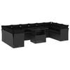 vidaXL 11 pcs conjunto sof&aacute;s de jardim c/ almofad&otilde;es vime PE preto