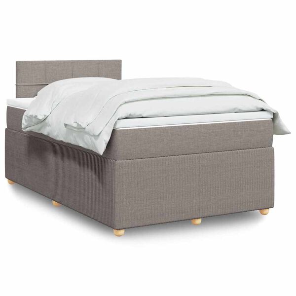 vidaXL Cama boxspring c/ colch&atilde;o 120x190cm tecido castanho-acinzentado