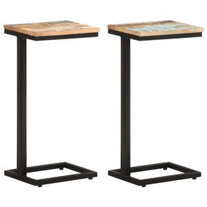 vidaXL Mesas de apoio 2 pcs 31,5x24,5x64,5cm madeira recuperada maci&ccedil;a