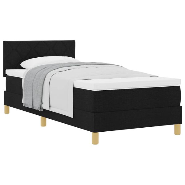 vidaXL Cama Box com colch&atilde;o com cabeceira Preto 90 x 190 cm tecido