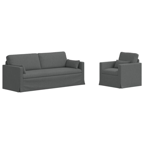 vidaXL Conjunto de Sof&aacute;s 2 pcs Cinza Escuro 198 x 78 x 80 cm tecido