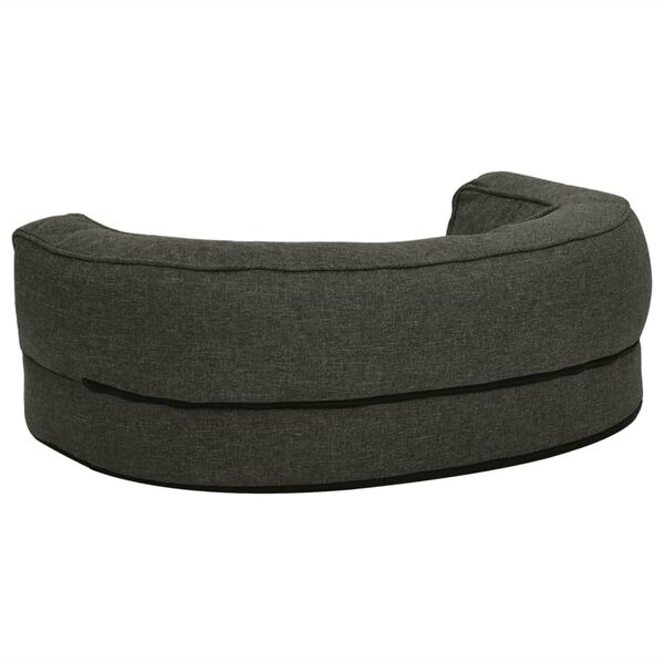 vidaXL Cama p/ c&atilde;es ergon&oacute;m. 60x42cm aspeto linho pel&uacute;cia cinza-escuro