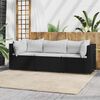 vidaXL 3 pcs conjunto lounge de jardim c/ almofadões vime PE preto